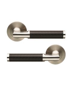Eurospec SWL1118SSS 304 Grade Stainless Steel Solid Designer Lever On Ss Threaded Rose 52X7mm "Carbon" Satin Stainless Steel