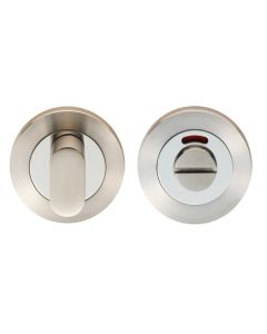 Eurospec SWT1016-IDUO Steelworx Swl Turn & Release On Concealed Fix Round Rose With Indicator - Duo Bright Stainless Steel/Satin Stainless Steel