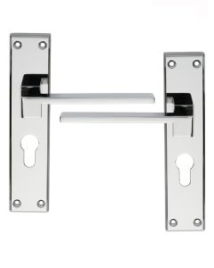 SZM371YCP Serozzetta Equi Lever On Backplate - Lock Euro Profile 47.5mm C/C Polished Chrome