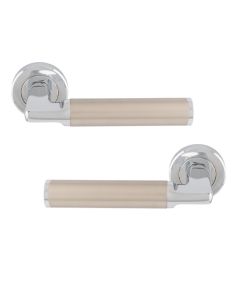 Cendio Lever Door Handle On Sprung Screw-On Round Rose Polished Chrome/Satin Nickel SZR140CPSN Serozzetta