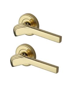 Heritage Brass TIF1926-PB Door Handle Lever on Rose Tiffany Design Polished Brass Finish