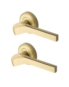 Heritage Brass TIF1926-SB Door Handle Lever on Rose Tiffany Design Satin Brass Finish