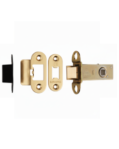 Heavy Duty Tubular Latch 64mm - 8mm Follower - Radius Stainless Brass TLS5025PVD/R Eurospec