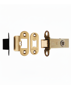 Heavy Duty Tubular Latch 64mm - 8mm Follower - Radius Satin Brass TLS5025SB/R Eurospec