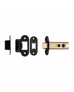 Heavy Duty Tubular Latch 76mm - 8mm Follower - Radius Matt Black TLS5030MB/R Eurospec
