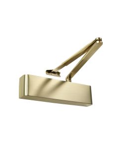 Rutland TS.9205 Door Closer, DABC c/w Semi-Radius Cover, Flatbar Armset Satin Brass