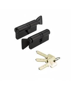 Zoo Hardware Vier V10 Euro Cylinder and Turn 100mm Master Keyed Black V10EP100CTBKMK