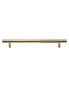 Heritage Brass Door Pull Handle Bar Knurled Design 457mm Polished Brass