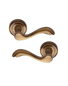 Heritage Brass V1601-AT Door Handle Lever Latch on Round Rose Lisboa Design Antique finish
