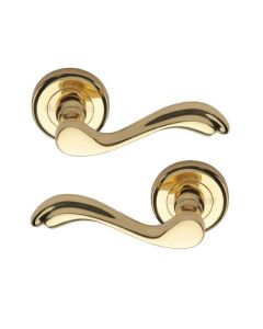 Heritage Brass V1601-PB Door Handle Lever Latch on Round Rose Lisboa Design Polished Brass finish