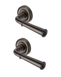 Heritage Brass V1932-MB Door Handle Lever Latch on Round Rose Colonial Design Matt Bronze finish