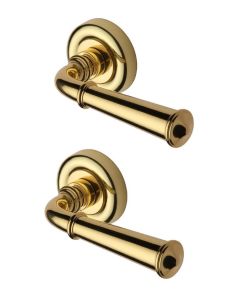 Heritage Brass V1932-PB Door Handle Lever Latch on Round Rose Colonial Design Polished Brass finish