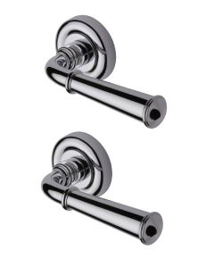Heritage Brass V1932-PC Door Handle Lever Latch on Round Rose Colonial Design Polished Chrome finish