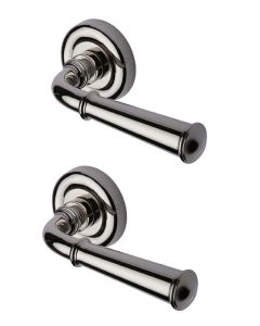 Heritage Brass V1932-PNF Door Handle Lever Latch on Round Rose Colonial Design Polished Nickel finish