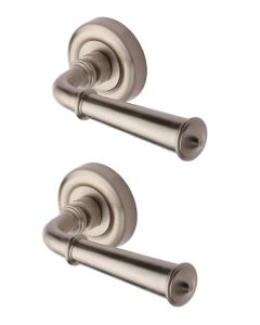 Heritage Brass V1932-SN Door Handle Lever Latch on Round Rose Colonial Design Satin Nickel finish