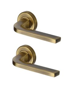 Heritage Brass V2015-AT Door Handle Lever on Rose Bellagio Design Antique Finish