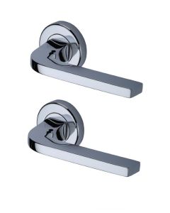 Heritage Brass V2015-PC Door Handle Lever on Rose Bellagio Design Polished Chrome Finish