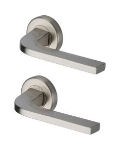 Heritage Brass V2015-SN Door Handle Lever on Rose Bellagio Design Satin Nickel Finish
