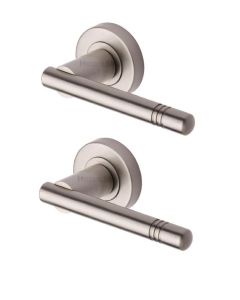 Heritage Brass V2100-SN Door Handle Lever Latch on Round Rose Alicia Design Satin Nickel finish