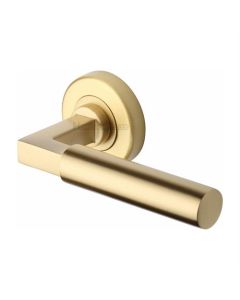 Heritage Brass V2259-SB Door Handle Lever on Rose Bauhaus Design Satin Brass Finish
