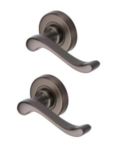 Heritage Brass V3010-MB Door Handle Lever Latch on 53mm Round Rose Bedford Design Matt Bronze finish