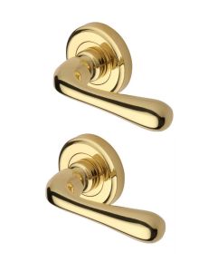 Heritage Brass V3020-PB Door Handle Lever Latch on Round Rose Charlbury Design Polished Brass finish
