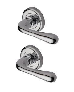 Heritage Brass V3020-PC Door Handle Lever Latch on Round Rose Charlbury Design Polished Chrome finish