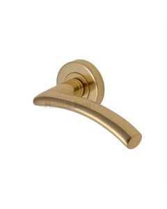 Heritage Brass V3490-PB Door Handle Lever Latch on Round Rose Centaur Design Polished Brass finish