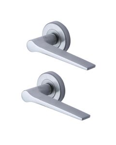 Heritage Brass V4189-SC Door Handle Lever on Rose Gio Design Satin Chrome Finish