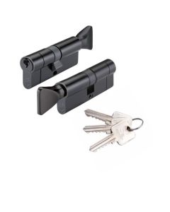 Zoo Hardware Vier V5 40/50mm Euro Cylinder and Turn Keyed Alike Black V5EP4050CTBKKA