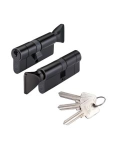 Zoo Hardware Vier V5 70mm Euro Cylinder and Turn Master Keyed Black V5EP70CTBKMK