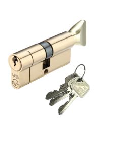 Eurospec CYB71370PB/KD Mp5 70Mm Euro Cylinder & Turn - Ktd - (Architectural) Polished Brass