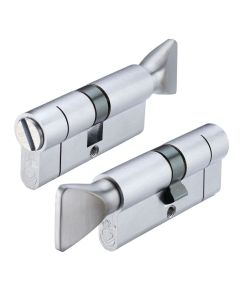 VIER V5EP70CBLSC V5 70mm Euro Bathroom Cylinder and Turn with Coin Release Satin Chrome