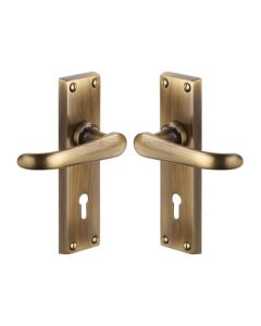 Heritage Brass V700-AT Door Handle Lever Lock Windsor Design Antique finish