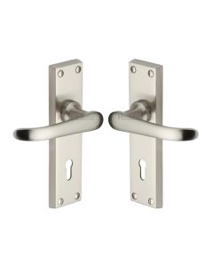 Heritage Brass V700-SN Door Handle Lever Lock Windsor Design Satin Nickel finish
