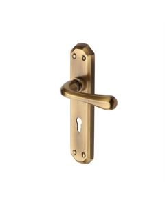 Heritage Brass V7050-AT Door Handle Lever Lock Charlbury Design Antique finish