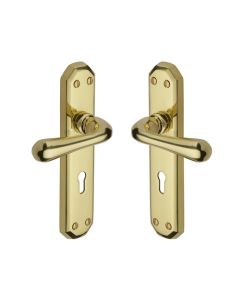 Heritage Brass V7050-PB Door Handle Lever Lock Charlbury Design Polished Brass finish