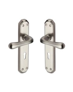 Heritage Brass V7050-SN Door Handle Lever Lock Charlbury Design Satin Nickel finish