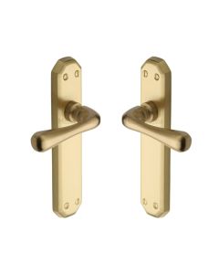 Heritage Brass V7060-SB Door Handle Lever Latch Charlbury Design Satin Brass Finish