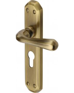 M Marcus Heritage Brass Charlbury Lever Lock Door Handles Brass and Chrome 1pr 