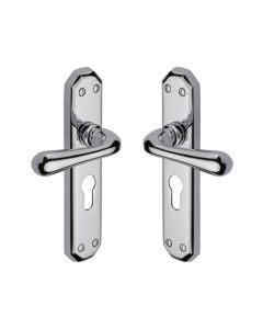 Heritage Brass V7066.48-PC Door Handle for Euro Profile Plate Charlbury Design Polished Chrome finish