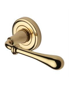 Heritage Brass V7155-PB Door Handle Lever Latch on Round Rose Roma Design Polished Brass finish
