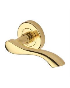 Heritage Brass V7210-PB Door Handle Lever Latch on Round Rose Algarve Design Polished Brass finish