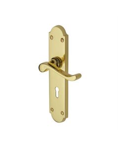 Heritage Brass V750-PB Door Handle Lever Lock Savoy Long Design Polished Brass finish