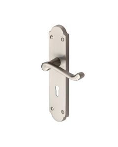 Heritage Brass V750-SC Door Handle Lever Lock Savoy Long Design Satin Chrome finish