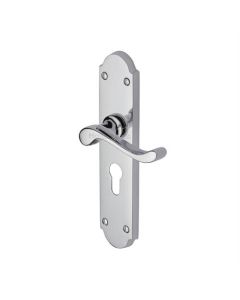 Heritage Brass V757.48-PC Door Handle for Euro Profile Plate Savoy Long Design Polished Chrome finish