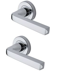 Alessa Door Handle on Round Rose Polished Chrome