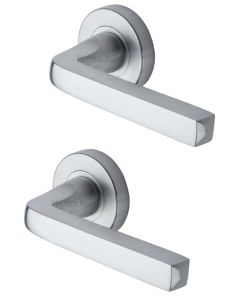 Alessa Door Handle on Round Rose Satin Chrome