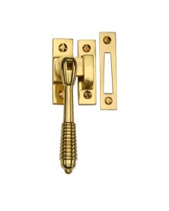 Heritage Brass Mortice & Hook Plate Reeded Casement Fastener  Polished Brass V894 MP/HP-PB