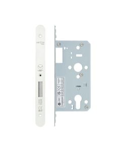 Vier VDL0055-R-PCW Din Euro Deadlock- Backset 55mm - 2 Pc Forend - Radius - PCW - Powder Coated White